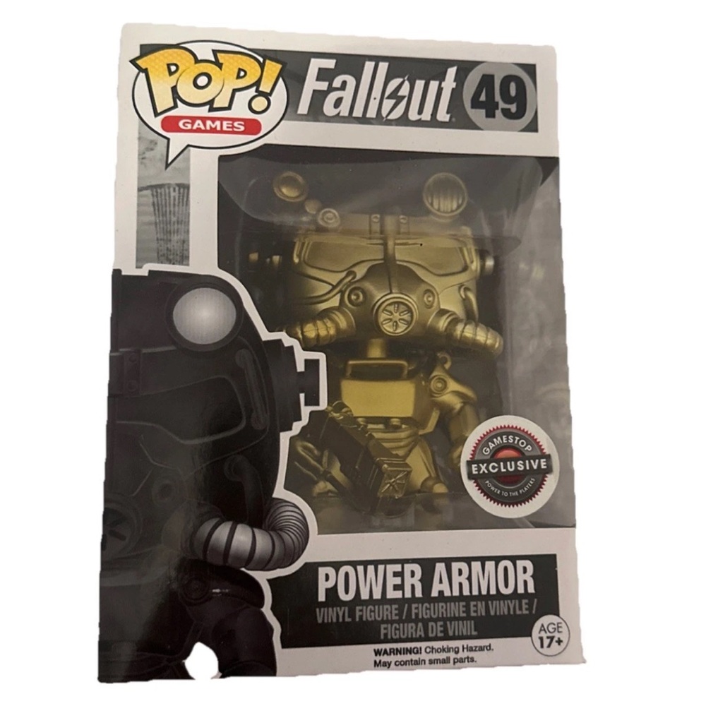 Funko Pop Fallout Power Armor Figure Gold GameStop Exclusive